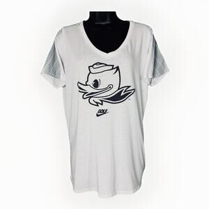 Nike University Of Oregon Ducks Large White T-shirt Tee Top Feather Print Sleeve